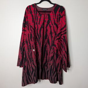 Ming Wang Animal Print Striped Jacket